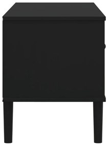 Móvel de TV SENJA aspeto vime 106x40x49 cm pinho maciço preto