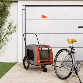 vidaXL Reboque bicicleta p/ animais tecido oxford/ferro laranja/cinza