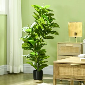 Planta Artificial Ficus 110 cm Planta com 90 Folhas Musgo e Vaso Planta Artificial Decorativa para Interior e Exterior Verde