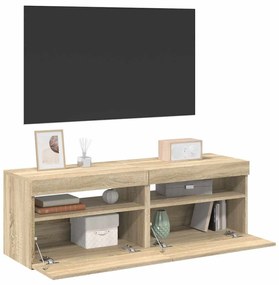 Móveis de TV com luzes LED 2 pcs 60x35x40 cm carvalho sonoma