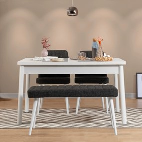 Conjunto de Mesa e Cadeiras Costa – Branco e Antracite – Mesa: 120x77x