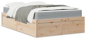 vidaXL Cama com colchão 140x190 cm madeira de pinho maciça