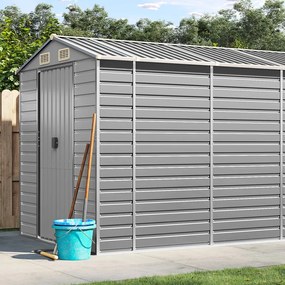 vidaXL Abrigo de jardim 191x555x198 cm aço galvanizado cinzento-claro
