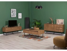 Conjunto de Mobiliário de Sala Laxus – Noz/Preto – TV: 140x50x40 cm, M