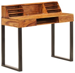 vidaXL Secretária 110x50x94 cm madeira de acácia maciça e aço
