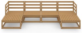 6 pcs conjunto lounge de jardim pinho maciço