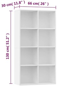 Estante/aparador 66x30x130 cm derivados de madeira branco