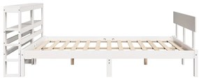 Cama sem colchão 120x200 cm madeira de pinho maciça branco