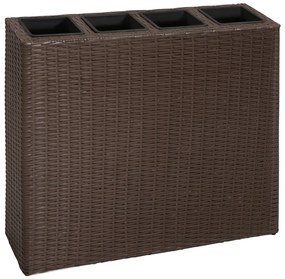 Floreira de jardim com 4 vasos 2 pcs vime PE castanho