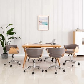 vidaXL Cadeiras de jantar giratórias 6 pcs tecido cinzento-acastanhado