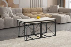 Conjunto de Mesas de Centro Defne – Travertine Black – 100x52x50 cm
