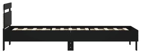 Estrutura de cama c/ cabeceira e luzes LED 90x190 cm preto