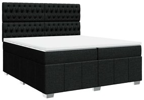 Cama com molas/colchão 200x200 cm tecido preto