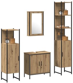 Conjunto de Mobiliário para Banheiro de 4 Peças em Carvalho Artisan e
