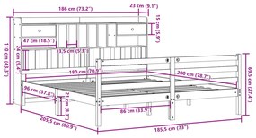 Cama com estante sem colchão 180x200 cm pinho maciço