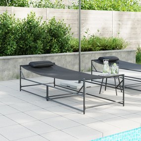 vidaXL Espreguiçadeira de Jardim - Antracite - 200x74x73 cm - Aço & Textilene