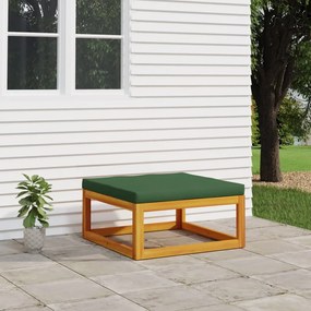 vidaXL Apoio de pés p/ jardim acácia maciça c/ almofadão verde