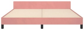 Estrutura de cama c/ cabeceira 180x200 cm veludo rosa
