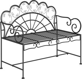 Outsunny Banco de jardim 2 lugares robusto, banco de parque resistente à ferrugem, para terraço, jardim e áreas externas 107cm x 55,5cm x 92cm, Preto | Aosom Portugal