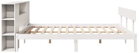 Cama com estante sem colchão 180x200 cm pinho maciço branco