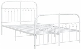 Estrutura de cama com cabeceira e pés 120x200 cm metal branco