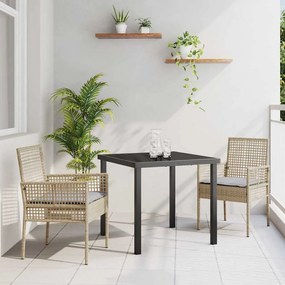 vidaXL Conjunto de Jantar de Jardim com 3 Peças e Almofadas Bege em Vime Sintético