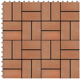 Ladrilhos de pavimento 22 pcs WPC 2m² 30x30 cm cor teca