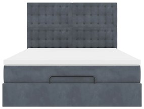 Estrutura cama otomana com colchões 140x190cm cinzento escuro