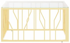Mesa de centro 80x80x40 cm aço inoxidável e vidro dourado