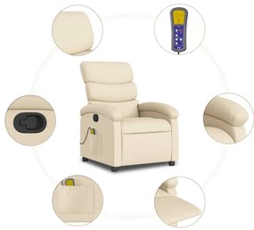 Poltrona de massagens reclinável tecido cor creme