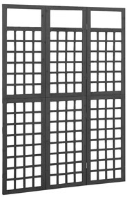 Biombo/treliça 3 painéis abeto maciço 121x180 cm preto