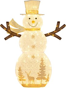 Boneco de neve 3D iluminado pré-iluminado com 100 luzes LED 109 cm x 32 cm x 141 cm para interior e exterior com chapéu e cachecol branco