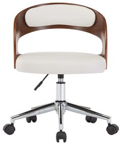 Cadeiras jantar 2 pcs madeira curvada e couro artificial branco