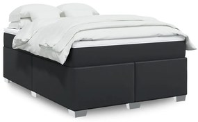 vidaXL Cama com molas/colchão 140x190 cm couro artificial preto