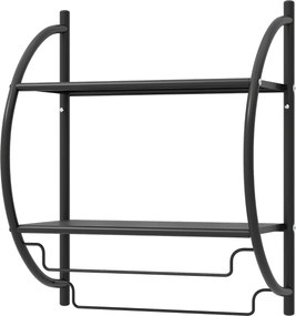 Toalheiro de parede 45 x 26 x 55 cm (C x L x A) com barra e 2 prateleiras para Casa de Banho Preto