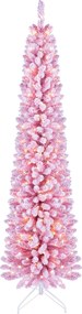 Árvore de Natal Artificial Tipo Lápis, 50 x 50 x 210 cm, Iluminação LED Integrada, Rosa