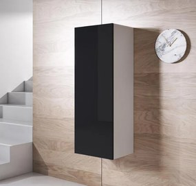 Armário de Parede Carreço – 40x126 cm – Branco e Preto – Suspenso ou c