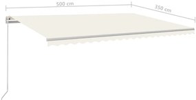 Toldo retrátil automático com postes 5x3,5 m cor creme