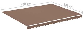 Tecido de substituição para toldo 4,5x3,5 m castanho
