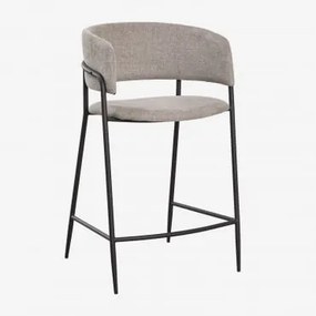 Banqueta Alta Estofada Nalon Negro & ↑65 Cm & Tecido Castanho Areia - Sklum
