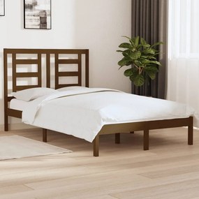 Estrutura de cama dupla pequena 120x190 cm madeira castanho mel