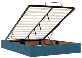 Estrutura de cama otomana sem colchão 140x190 cm azul escuro