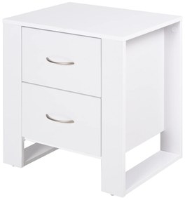 Mesa de cabeceira estilo nórdico com 2 gavetas Pés em forma de U 48x39x54 Branco