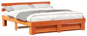 Estrutura da Cama Castanho 200 x 200 cm Madeira de pinho maciça