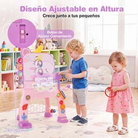 Centro Desportivo Infantil 4 em 1, 56 x 39 x 62-70 cm, Altura Regulável, Rosa