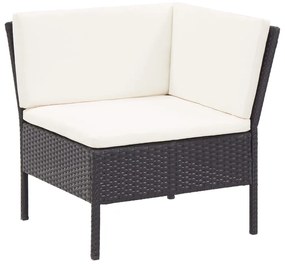 8 pcs conjunto lounge de jardim c/ almofadões vime PE preto