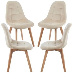 Pack 4 Cadeiras Kelen Veludo - Beige