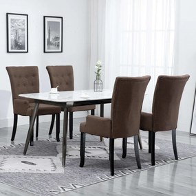 Cadeiras de jantar com apoio de braços 4 pcs tecido castanho