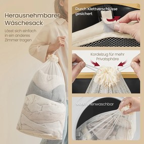 Cesto de bambu para roupa suja de 65 L, 42 x 22,5 x 70,5 cm preto