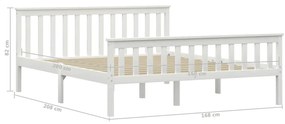 Estrutura de cama em pinho maciço 160x200 cm branco